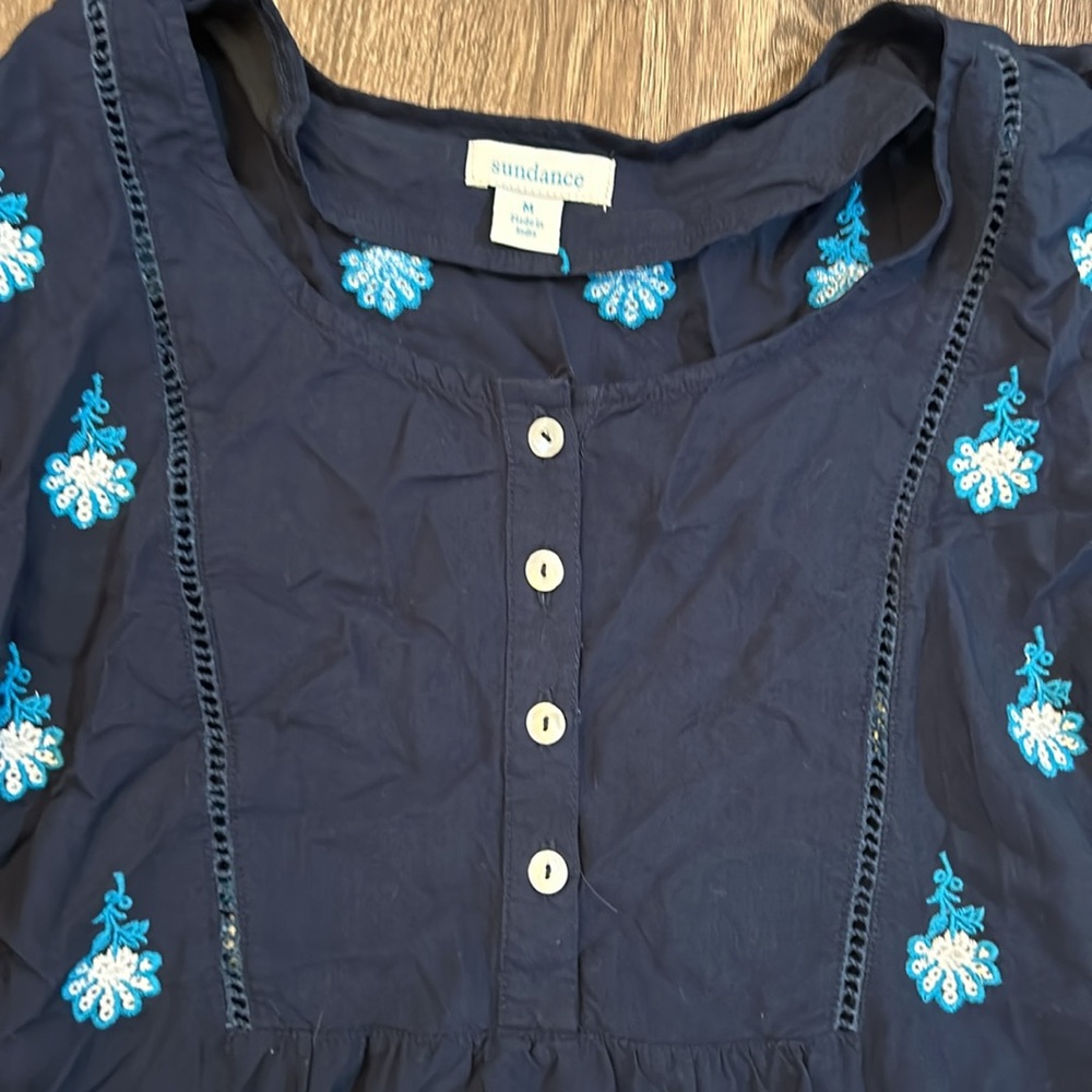 Navy Blue Floral Women's Top - Picture 4 of 7